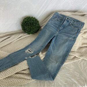American Eagle Outfitters Blue Skinny Jeans with Distressed Details Size 8
